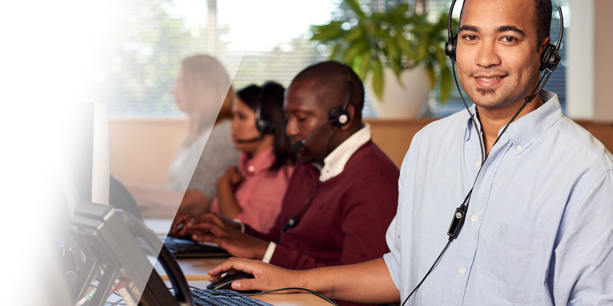 Call centre staff working